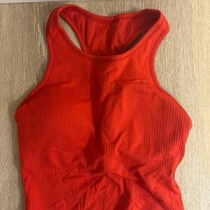 Women’s Crz Yoga Size Large Athletic Red Ribbed Racerback Tank Top